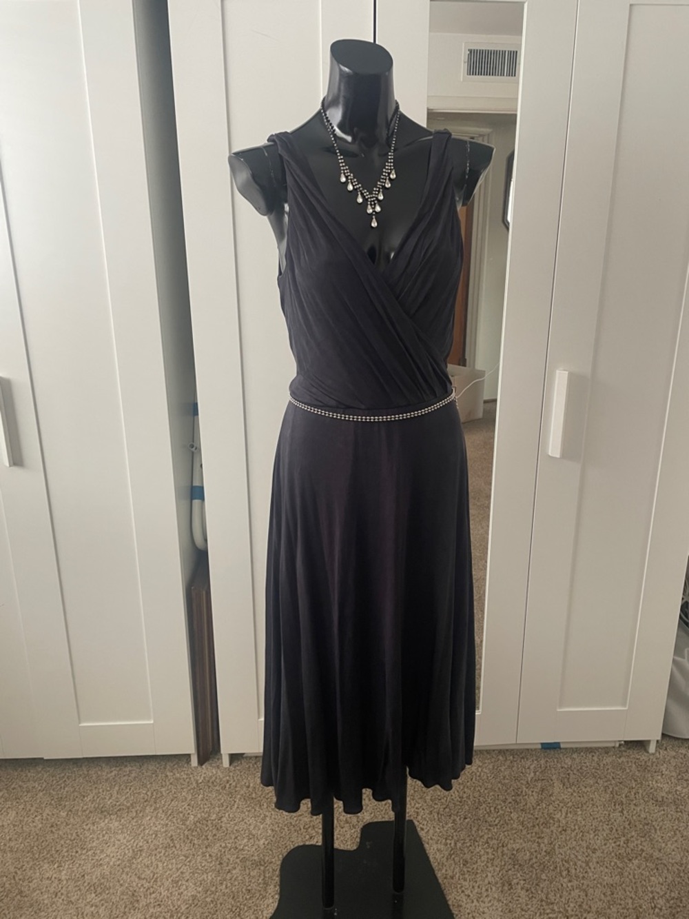 Banana Republic Black Wrap-Style Sleeveless Midi Dress